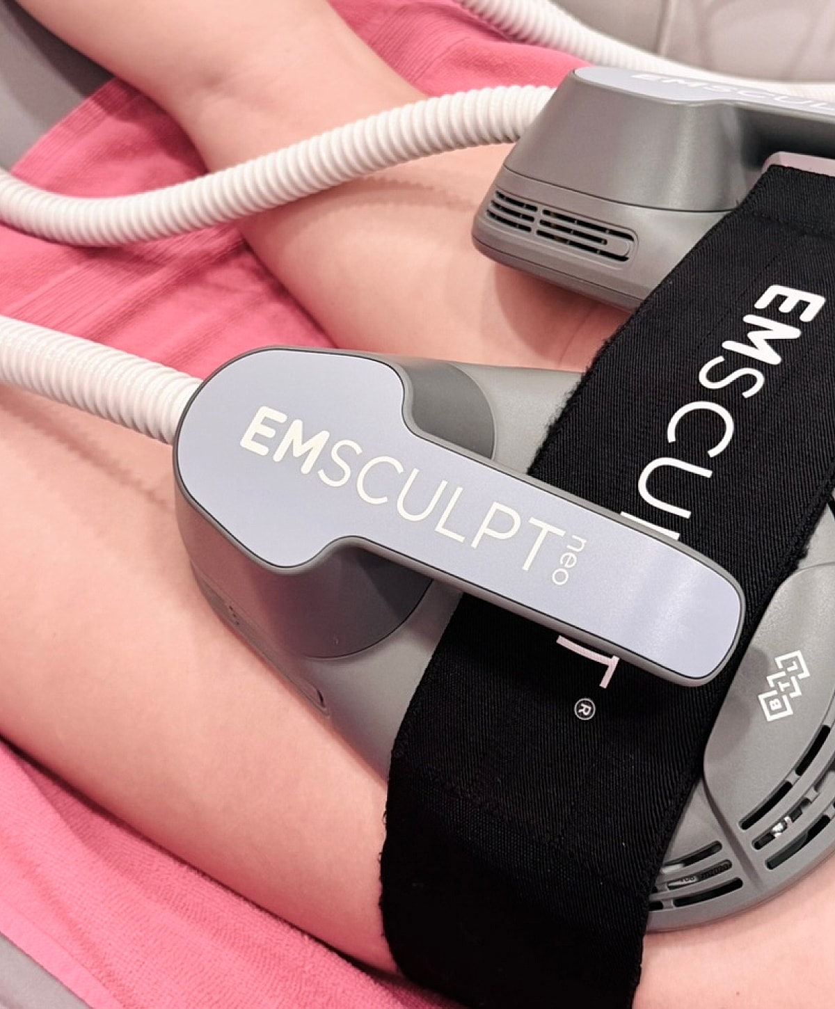 Whitefish Emsculpt Neo model receiving treatment