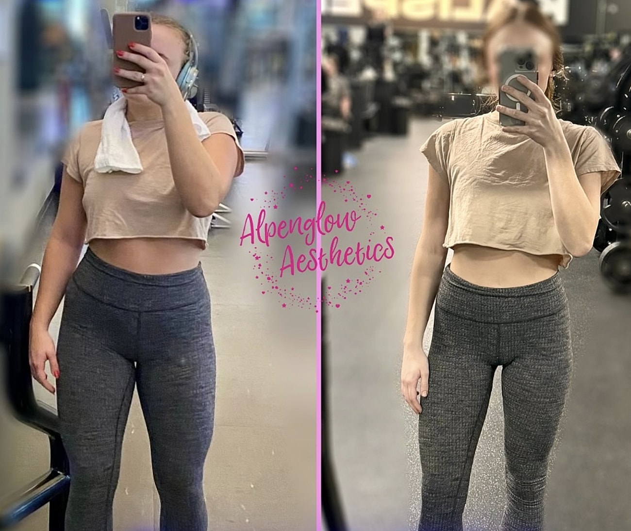 Transformation before and after fitness journey.