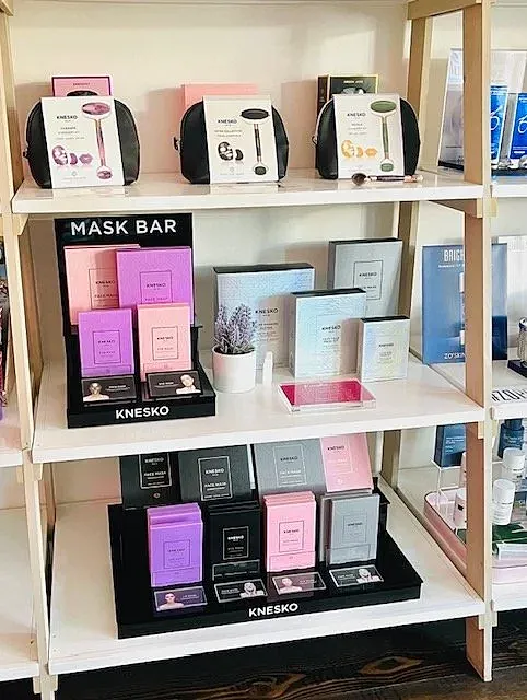 Beauty product display in a shop.