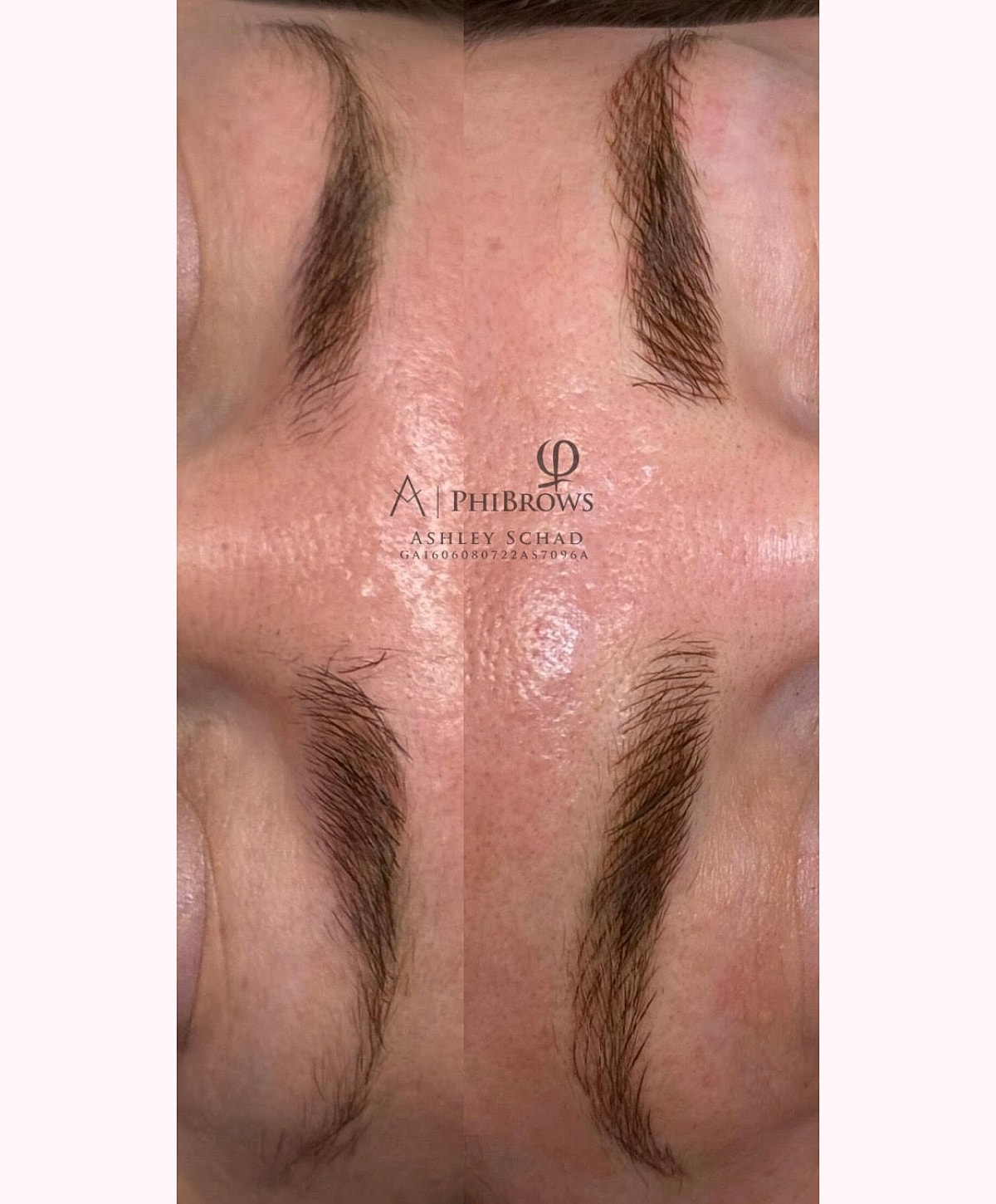 Microblading before and after eyebrow transformation.