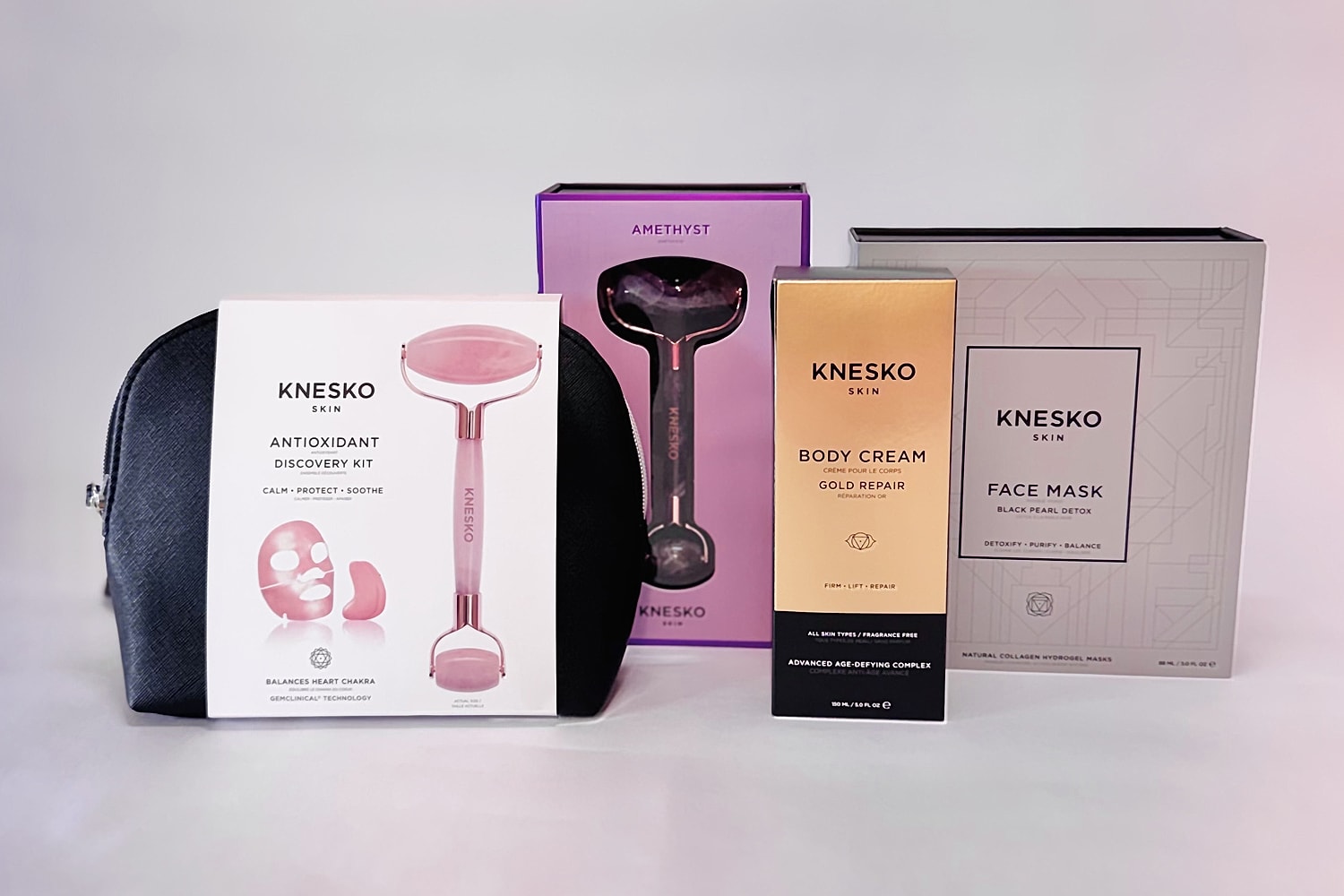 Knesko skincare products with discovery kit and cream.