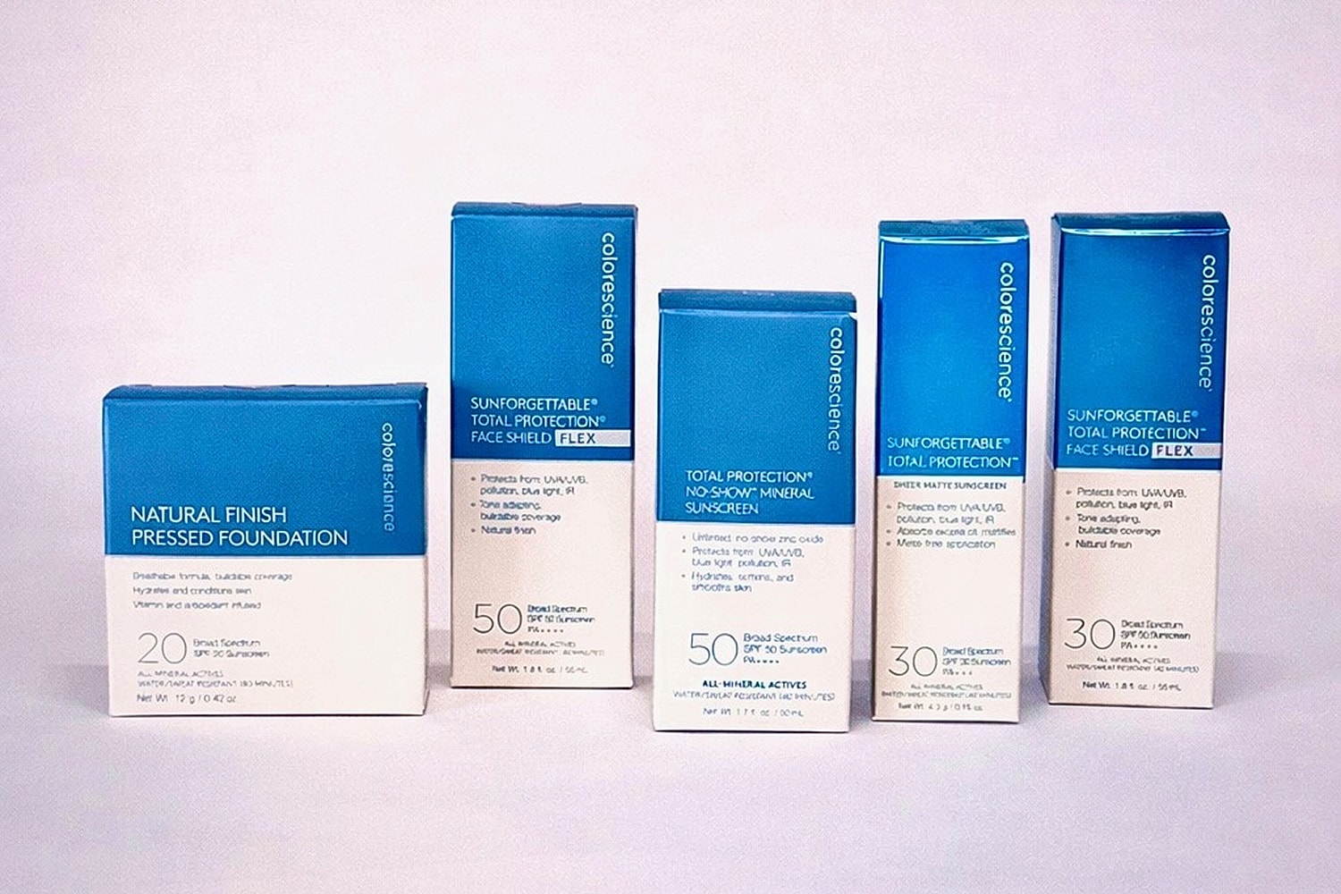 ColorScience skincare products and sunscreen packaging.
