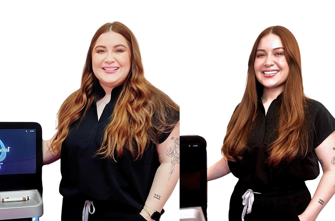 Measuring waist circumference with a tape measure.