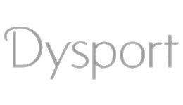 Dysport logo on a black background