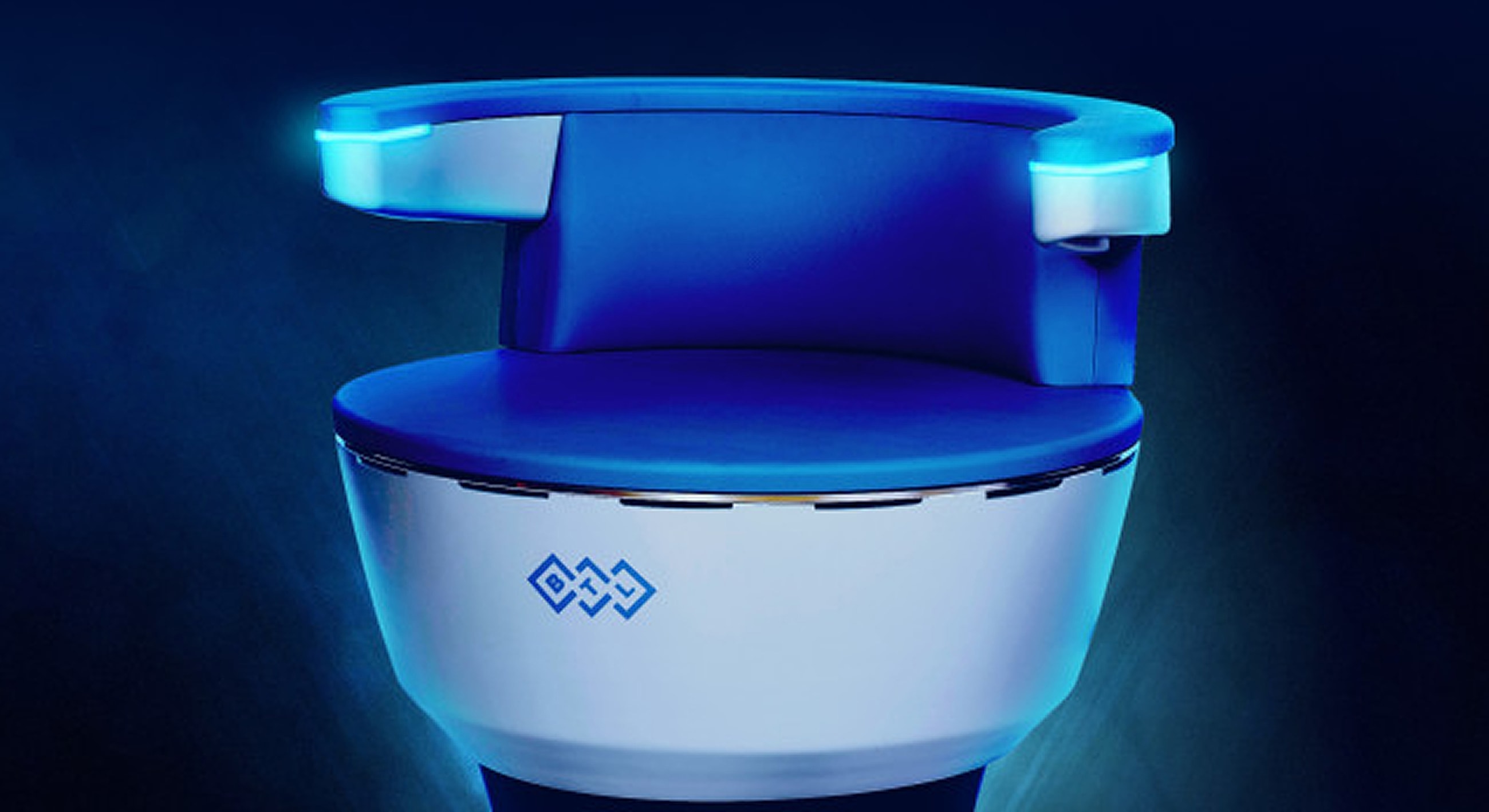 Modern blue futuristic design chair with illumination.