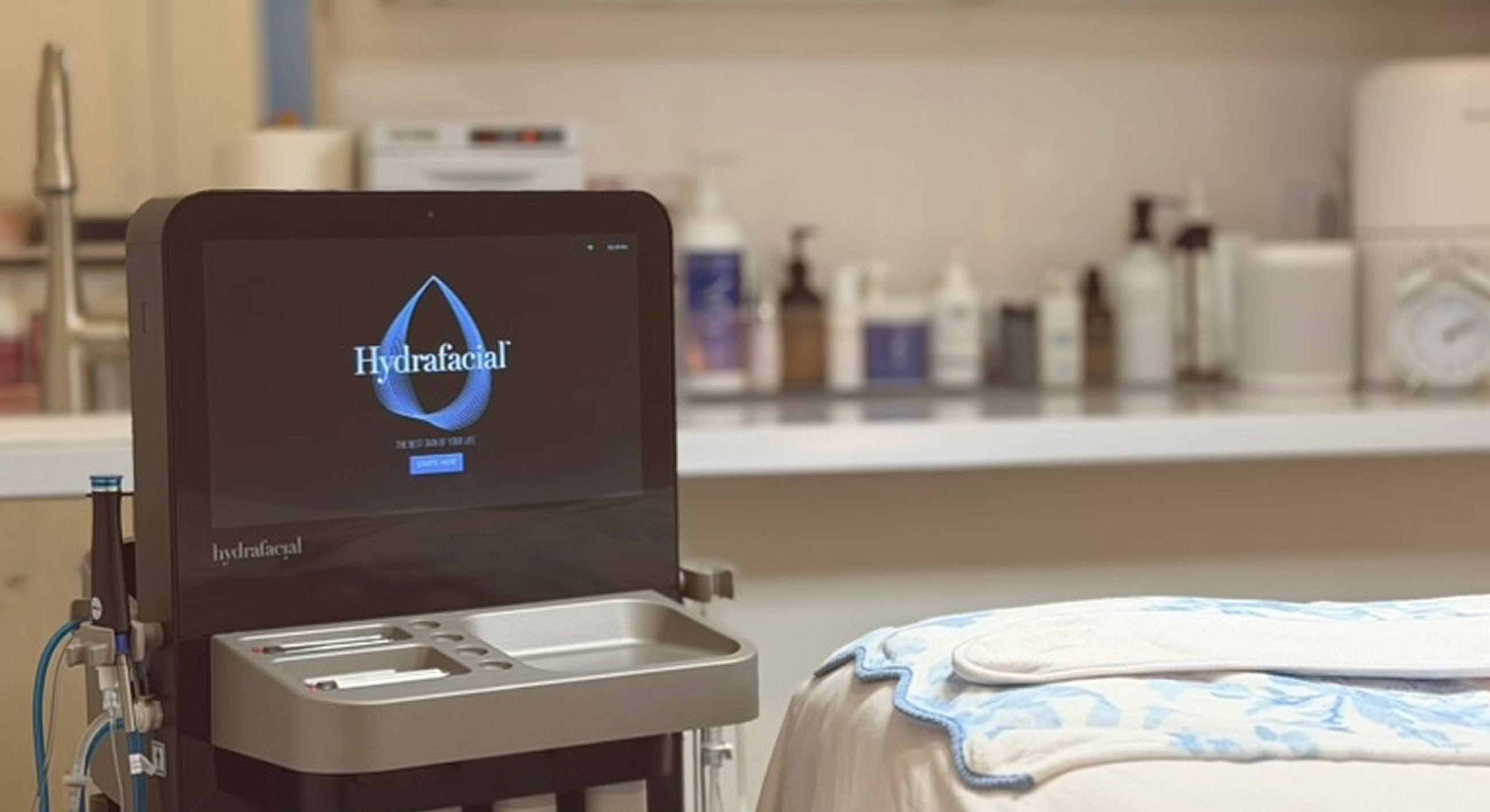 Hydrafacial machine in aesthetic treatment room