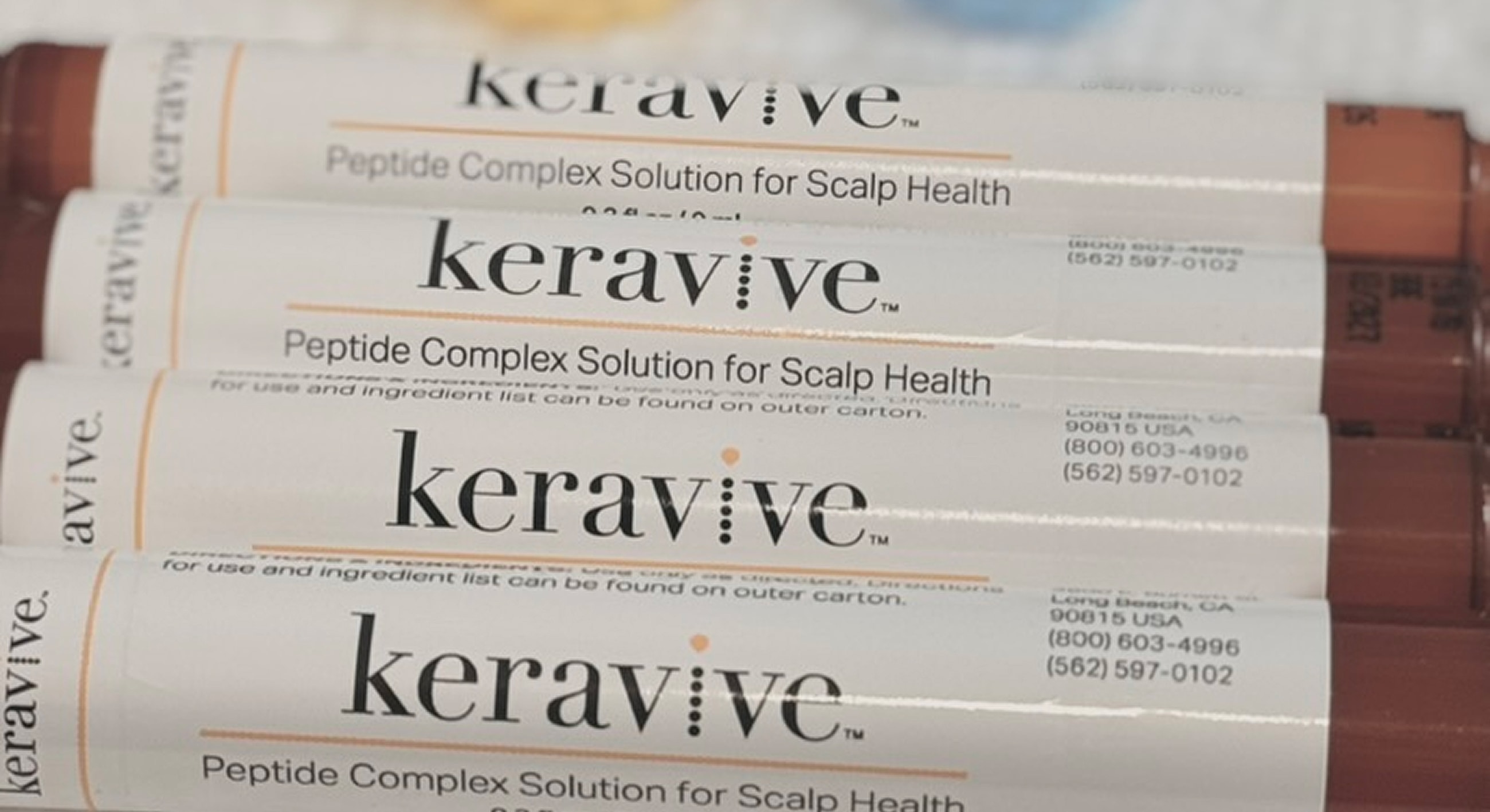 Keravive scalp health treatment products on display
